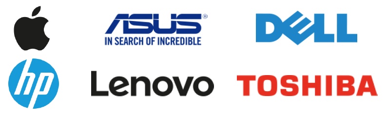 Apple, Asus, Dell, HP, Lenovo, Toshiba